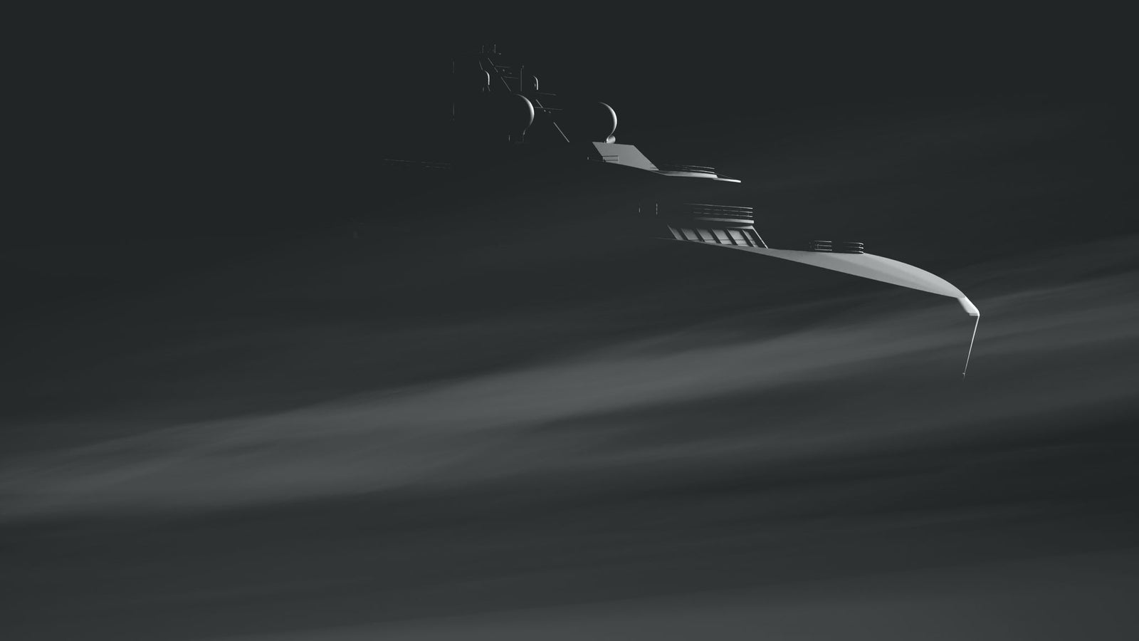 Newsroom - Comunicati stampa - 2026 - Gruppo Fincantieri: VARD costruirà quattro nuove navi robotizzate multiruolo per Ocean Infinity: Render digitale di nave robotizzata multiruolo futuristica in silhouette parziale, prua e sovrastruttura in evidenza, sfondo scuro con illuminazione atmosferica.