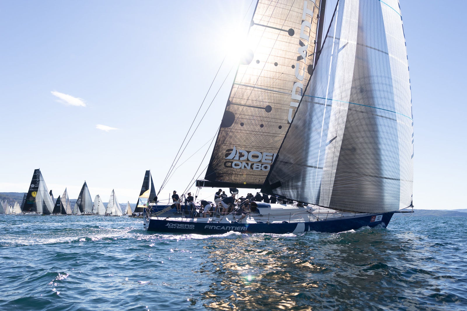 Competitive sailing regatta on open water