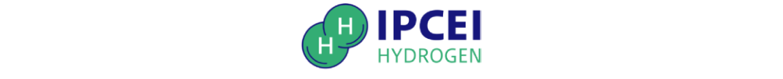 Fincantieri | Group - Innovation - Naval Ecosystem of the Future - Wave 2 the Future: IPCEI Hydrogen logo, modern design with two green molecule icons and blue/green text, ‘Hydrogen’ word highlighted in green, clean energy theme, minimalist graphics.