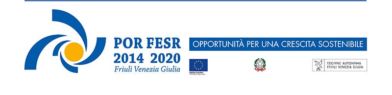 Fincantieri | Group - Innovation - Our Approach to Innovation - SAFE: Promotional banner POR FESR 2014-2020 Friuli Venezia Giulia with abstract blue and yellow logo, text and institutional crests. Theme ‘Opportunities for Sustainable Growth’, European Union and regional government logos.