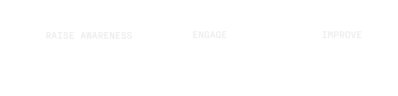 Fincantieri | People - Workplace Safety: Three octagonal elements on a black background with white borders, texts “SENSITIZE,” “ENGAGE,” “IMPROVE” and minor descriptive phrases, modern, symmetrical and linear design.Fincantieri | People - Workplace Safety: Three octagonal elements on a black background with white borders, texts “RAISE AWARENESS,” “ENGAGE,” “IMPROVE” and minor descriptive phrases, modern, symmetrical, and linear design.