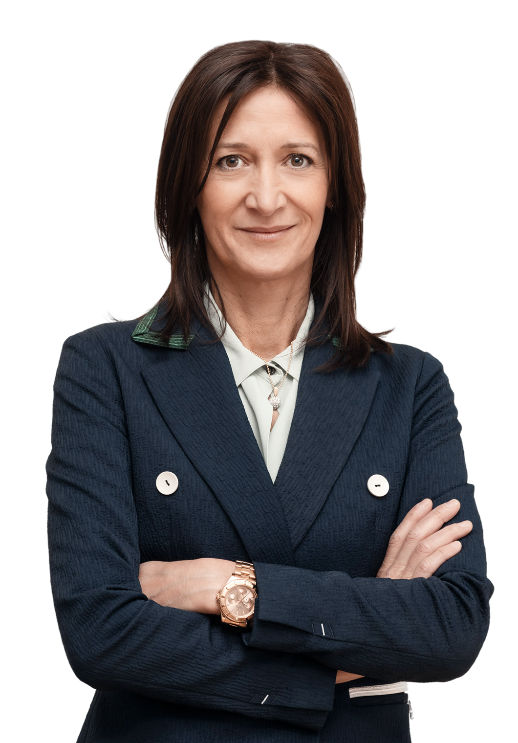 Fincantieri | Group - Governance and Ethics - Corporate bodies and Management - Board of Directors - Mariachiara Geronazzo: Independent Director. A woman in a suit looks at the camera. She is wearing a necklace and has long, brown hair.